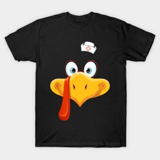 Cute Turkey Face Nurse Thanksgiving T-Shirt